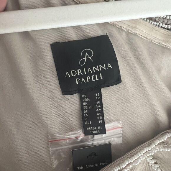 Adrianna Papel One Shoulder Beaded Formal Gown Biscotti New With Tags size 12 - Picture 6 of 14